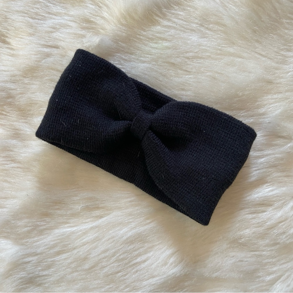 Solid Black Knotted Winter Headband